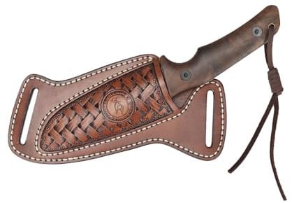TOURBON Leather Horizontal Knife Sheath for Belt EDC Holster Straight Knife Tool Pouch Handmade Gift for Men