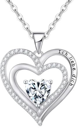 Tusuzik Jahrestag Geschenk für Sie Romantische Geschenke für Freundin Mama Frauen Halskette Damen Silber 925 Ich Liebe Dich Herzkette Schmuck