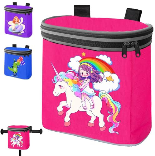 LUKIUP Einhorn Kinder Lenkertasche, Fahrradtasche Kinderfahrrad mit Innentasche, Abnehmbarer Deckel, Fahrrad-Tasche für den Lenker mit Reflektoren, Sicherer Halt Dank Klettverschluss