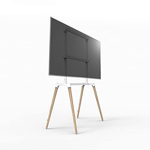 IATUPKE Support TV Universel Support TV Support TV Mobile Simple Support TV au Sol avec 4 Pieds en Bois pour téléviseurs LED, LCD, OLED Plats et incurvés de 55 à 75 Pouces Base en Bois Rob