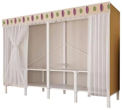 KLJUddGY Armario Armario de Moda, Armario de Hierro y Metal, Ahorra Espacio, Armario portátil para Colgar en el Dormitorio, Armario de Ropa fácil de Montar ordenado