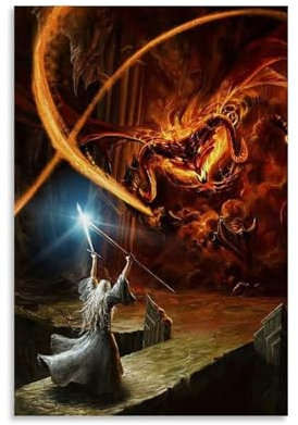NVBKJH Movie The Hobbit Smaug Art Poster Dekorative Malerei Leinwand Wandkunst Wohnzimmer Poster Schlafzimmer Malerei 08x12inch(20x30cm)