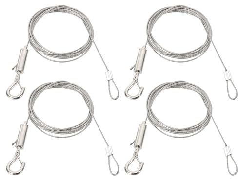 PATIKIL Kit di filo regolabile per appendere quadri, 2 pezzi, 2m/6.6ft Adatto per filo in acciaio inossidabile pesante da 1.5mm con ganci e anelli per appendere specchi, cornici