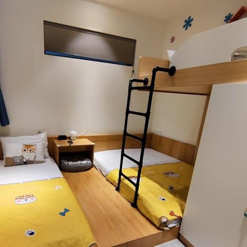 Treppenleiter für Hochbett mit Fenster, 150 kg Kapazität, Schwarz (201 cm)