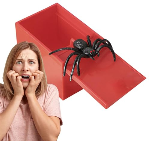 Spinne in der Box, Spinnenfüllbox, Scherzartikel zum Abschrecken einer lustigen Spinne in einer Holzbox, Geschenk, Holzbox für Spinnenwitz, Tagesbox für