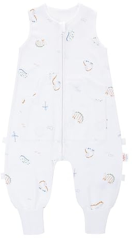 LAT Gigoteuse d'été a Pieds pour bébé 0,5 TOG, 100% Coton Sac de Couchage pour Bébé, Gigoteuse avec Jambes et Poches pour Bébé, Turbulette d'été avec Pieds