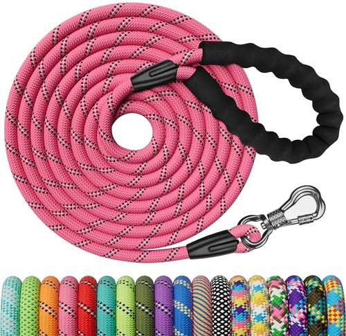 X XBEN Longe pour Chien 7M, Laisse de Dressage avec Poignée Confort et Mousqueton Verrouillable, Robuste pour Petits, Moyens et Grands Chiens