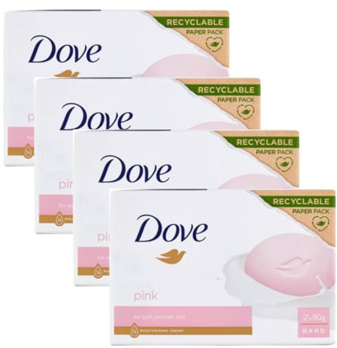 Dove Beauty Cream Bar Feste Seife, feuchtigkeitsspendend, Rosa, 2 x 90 g, 4 Stück