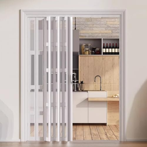 KOQENAG Porte Accordéon Porte Pliante Intérieure pour Placard, Cuisine Salle de Bain Chambre Portes Coulissantes Multiples avec Verre Acrylique, Installation Facile(70x80in(177.8x203.2cm))