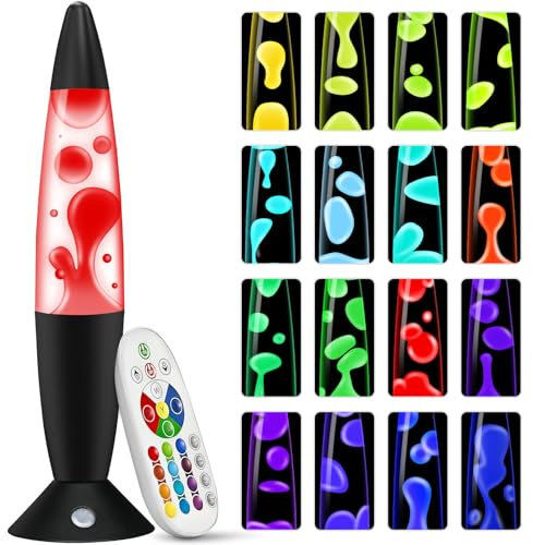 KIKILIVE lavalampe kinder farbwechsel lavalampen Erwachsene 17 farben Nachttischlampen LED Nachtlicht entspannende ideal für Schlafzimmer, Wohnzimmer, Home Decor