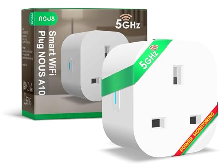 Smart WiFi Plug NOUS A10 with Energy Monitoring, 13A, Dual-Band 2.4/5GHz, Voice Control, Timer & Schedule, Compatible with Alexa, Google Home, Siri Shortcuts, UK 3-Pin, 1 Pack