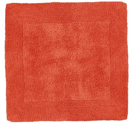 Allure Heavyweight Reversible Shower Mat, 100% Cotton, Super Soft, Washable, Square Bath Mat 55 x 55cm (Terracotta)