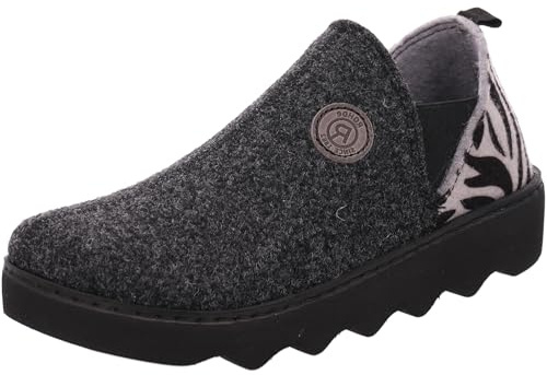 Rohde Damen Hausschuh Plateau Slipper mit Leopard und Zebramuster Foggia-D 6106