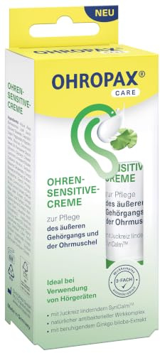OHROPAX Ohren-Sensitive-Creme - 10 ml Pflege bei Gehörgang-Reizung | Ohrcreme mit Ginkgo & SyriCalm für Hörgeräte-Nutzer & In-Ear-Kopfhörer, antibakteriell & juckreizlindernd