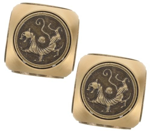 ORFOFE 2pcs Brass Hexagonal Hand Balls Stress Relief Desktop Toys Vintage Metal Dice for Office Men, Retro Desk Gadget for Coordination and Relaxation
