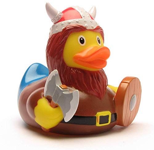 Duckshop I Badeente Wikinger Mann I Quietscheente I L: 8,5 cm I inkl. Quietscheentchen-Schlüsselanhänger im Set I Geschenk Geschichte