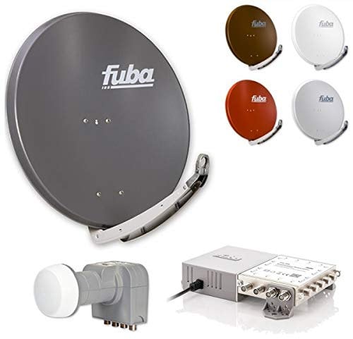 Fuba 8 Teilnehmer Set - Satelliten Komplettanlage Fuba DAA 850 Alu Satellitenschüssel 85cm + DEK 407 Quattro LNB + FMG 508 Multischalter 8 Teilnehmer, erweiterbar bis 48 Teilnehmer (HDTV, UHD 4K/8K)