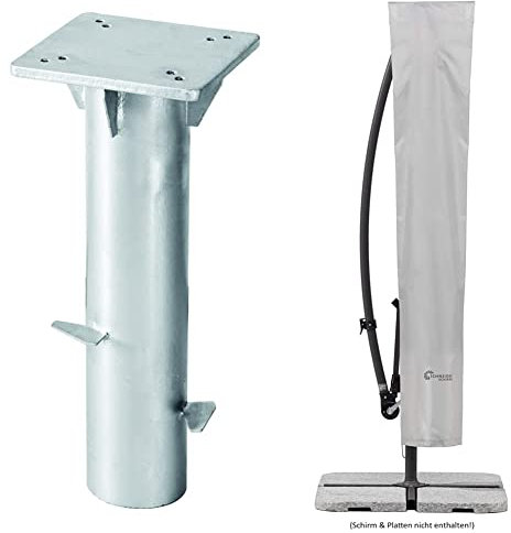 Schneider Universal-Bodenplatte + Schutzhülle für Ampelschirme, silbergrau, bis 300 cm Ø