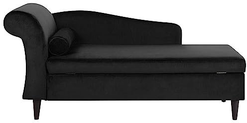 Beliani Chaiselongue Samt schwarz linksseitig mit Kissen modern Luiro