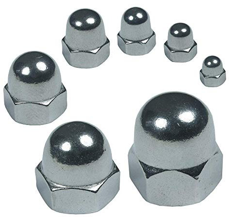 100 Stück M8 Hutmuttern Edelstahl DIN 1587 hohe Form A2 V2A Muttern