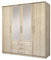 MOEBLO Kleiderschrank Falttürenschrank mit Spiegel 4-türig Schrank mit vielen Einlegeböden und Kleiderstange Gaderobe BxHxT 200x210x64 - Ruth 4D (Sonoma Eiche + Sonoma Eiche + Spiegel)