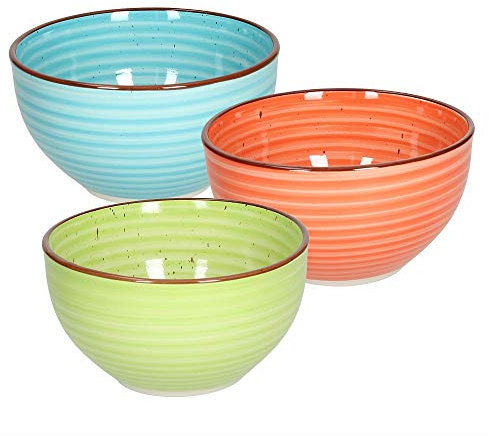 Tognana 3er Set Müsli-/ Obstschalen aus der Serie Louise Art & Pepper, bunt, mit einem Durchmesser von 14 cm, aus Steinzeug