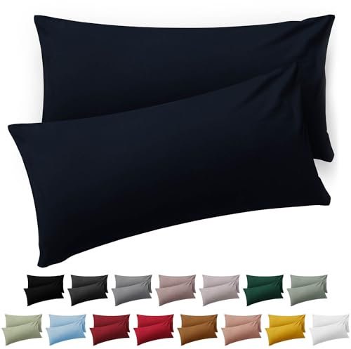 Blumtal Kissenbezug 40 x 80, 2 Stück - Oeko-TEX zert. Kissenbezüge 100% Mikrofaser in extra weich & waschmaschinenfest - Bezug Kissen 40x80 Dunkelblau