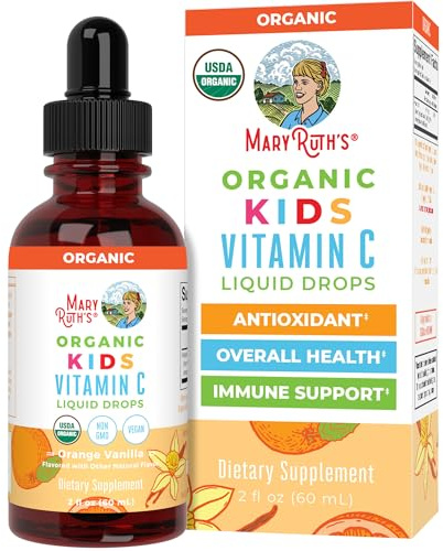 MARYRUTH'S Kids Vitamin C Drops | Vegan Immune Support Supplement for Ages 4-13 | Immune Support & Overall Health | Vitamin C from Organic Acerola Fruit Extract | 2oz