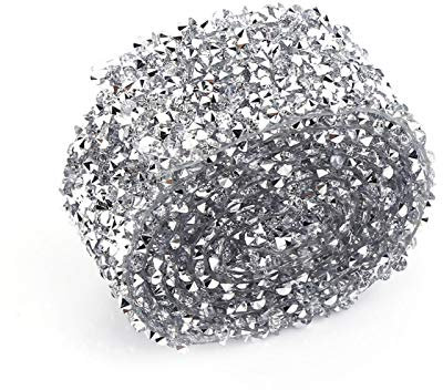 Cintura Con Nastro Glitterato e Diamantato 30mm, Adesivo Con Diamante Scintillante Argento, Per Progetti Artistici E Artigianali, Decorazioni Per Feste (Argento)