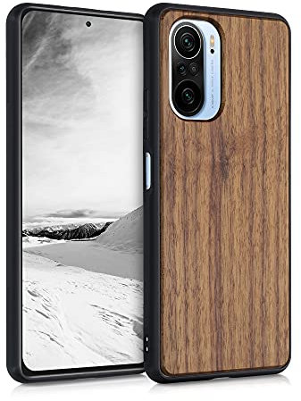 kwmobile Hülle kompatibel mit Xiaomi Mi 11i / Poco F3 Hülle - Holz Case - stoßfestes Handy Cover - TPU Handyhülle in Dunkelbraun