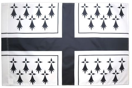 AZ FLAG - Drapeau Bretagne marine - 90x60 cm - Drapeau Pavillon Marin Breton 100% Polyester Avec Fourreau et Cordelette - Pavillon 50 g
