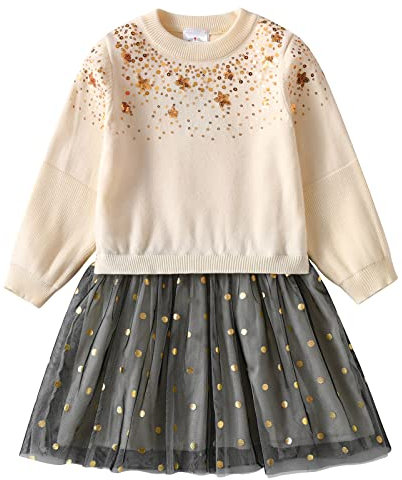 VIKITA Robes Pulls Filles Robe Coton de Princesse SWQ3006 3-4 Ans 98-104