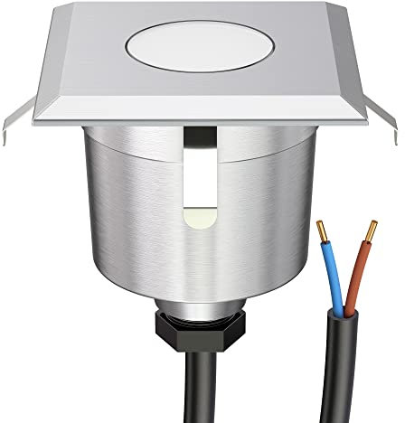 ledscom.de LED Bodeneinbauleuchte AGENA für außen, IP65, edelstahl, eckig, 6 x 6cm, kaltweiß