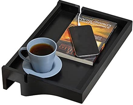 SoBuy NKD01-SCH Bettablage mit Kabelführung Nachttisch Regal für Mobiltelefon, Fernbedienung aus Bambus klemmbar BHT ca.: 36x8x25cm Schwarz