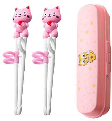 Palillos Chinos Niños, Palillos Chinos Para Principiantes Animales Aprendiendo, Ayudante de Palillos Palillos Reutilizables Palillos Portátiles para Niños con Caja de Almacenamiento- 2 Pares