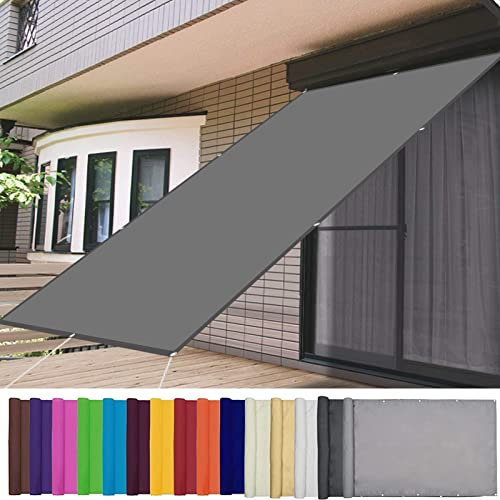AMZHU Sonnensegel Schattentuch 2x4.5M wetterbeständig Quadratisch Balkon Outdoor Gewebeplane PES Polyester 98% UV-Block Reißfestem mit Edelstahl Zubehör, Hellgrau, 21996