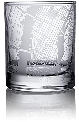 O3 DESIGN STUDIO New York City Map Whiskeyglas, einzigartiges Geschenk, 300 ml