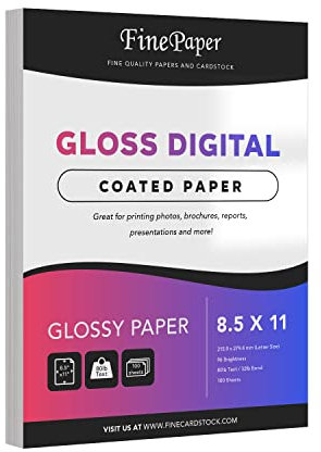 Doppelseitiges glänzendes Digital-C2S-Papier,perfekt für Farblaserdruck, Designvorschläge, Flyer, Broschüren,8.5x11,36.3 kg Text (14.5 kg Bond),96 hell,säurefreies Papier,100 Blatt pro Packung ack