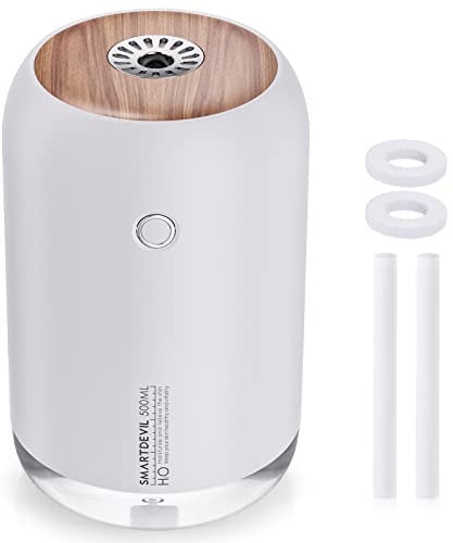 SMARTDEVIL Luftbefeuchter Schlafzimmer 500ml, USB Mini Kleiner Luftbefeuchter, Automatische Abschaltung, Nachtlichtfunktion, Leise Luftbefeuchter für Schlafzimmer
