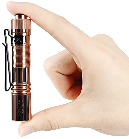 ACEBEAM Pokelit - Mini linterna recargable AA con clip, linterna EDC de bolsillo de 500 lúmenes de alto, linterna pequeña súper brillante, linterna LED 519A 90+ de alto CRI para uso diario (cobre)
