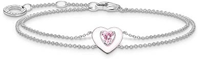 Thomas Sabo Damen Armband Herz mit pinkem Stein Silber, 925 Sterlingsilber, Länge: 16-19 cm, A2091-041-9-L19v