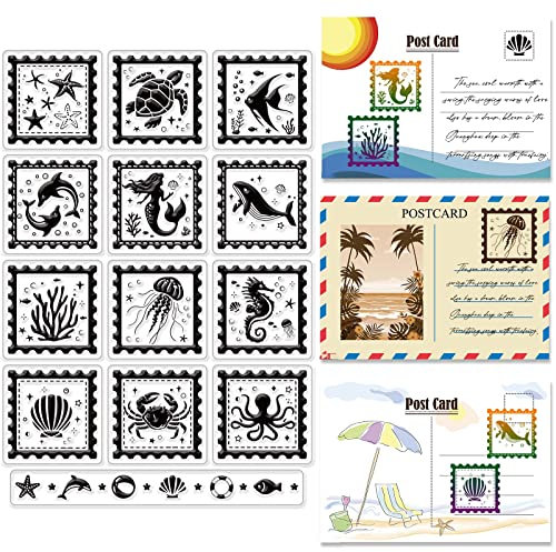 craspire Unterwasser-Klarsichtstempel Für Die Kartenherstellung, Dekoration, Scrapbooking-Zubehör, Sea Turtle Clear Stamps Animals Whale Mermaid Transparente Silikonstempel