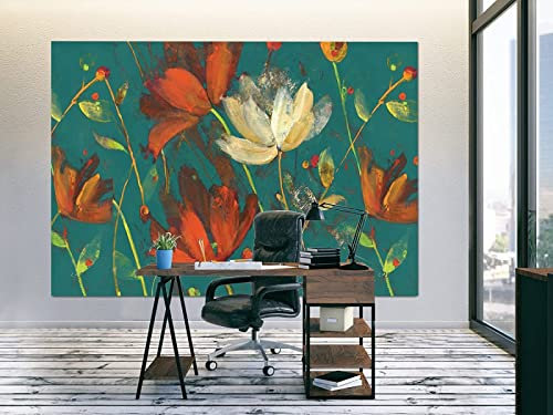 Papier Peint Panoramique Huile Sur Toile Floral Papier Peint 3D Intissé Decoration Murale Chambre Salon
