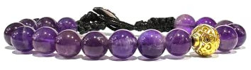 Samsara Tibetisches Buddhistisches Armband, Verstellbare Länge, Mystisches Glücksbringer-Schmuckstück - Hochfestes gewachstes Baumwollband (AMETHYST)