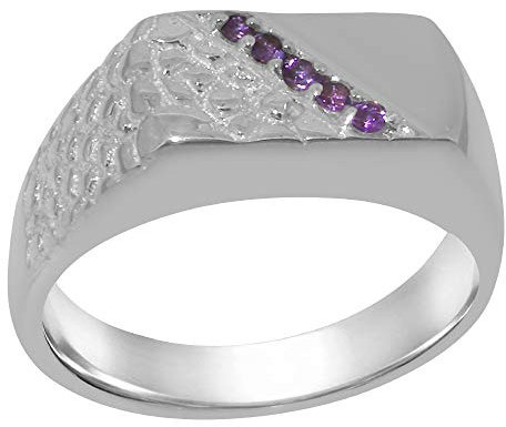 Luxus Herren Ring Solide Sterling-Silber 925 mit Amethyst - Größe 54 (17.2) - Verfügbare Größen : 47 bis 68