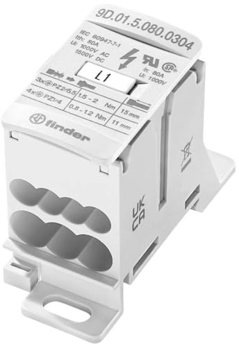 Finder Klemmblock ohne Sicherung 7-polig / 1500V ac/dc 100kA, Kunststoff Weiß, IP20
