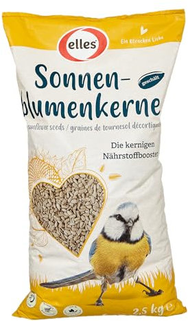 Elles geschälte Sonnenblumenkerne 6 x 2,5 kg I Kerniger Nährstoffbooster für Wildvögel I Energiereich | Ideales Ganzjahresfutter | Saubere Fütterung für Balkon & Terrasse