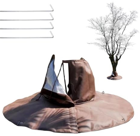 Winterschutz Für Palmen Wurzel, Winter-Palmenwurzelschut Frostschutz, Kälteschutz Für Pflanzen Und Bäume Bis 35cm Durchmesser, Feuchtigkeits- Und Frostschutz, Doppelte Isolierung, Ø 100cm (Braun)