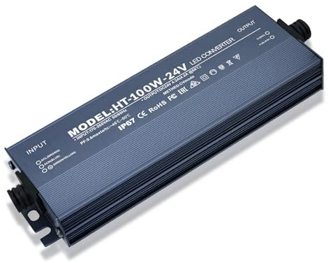 LED Trafo 24V 100W 4.5A, IP67 Wasserdicht led transformator 24v 100w, trafo 230v auf 24v, netzteil 24v, Nicht Dimmbar, kein Flimmern, Kein Rauschen, led driver 24V pour CCTV MR16 G4 MR11 GU5.3