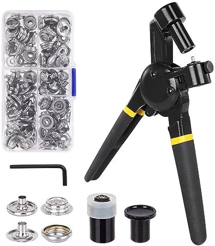 Yofuly Druckknopf Set Mit Zange, Duckknöpfe Ohne Nähen Enthält 30 Sätze 15-mm-Druckknopf-Kit für Bootsabdeckungen, Reparieren von Bootsabdeckungen, Segeltuch, Nähen von Planen
